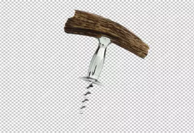 Black matte corkscrew opening wine bottle PNG