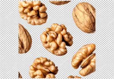 Healthy Walnuts Seamless Pattern PNG for Food Packaging and Digital Design image