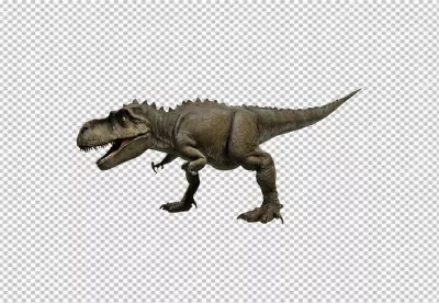 Powerful Tyrannosaurus Rex Replica, Prehistoric Dinosaur on Clean White Background image