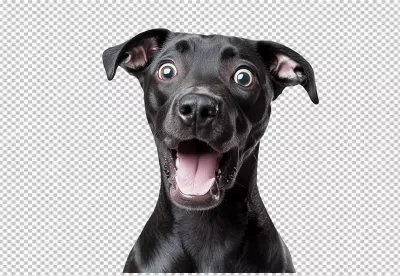 Funny Black Dog with Surprised Expression PNG Image image