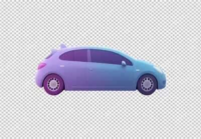 Stylish 3D Rendered Hatchback Car with Vibrant Gradient Colors and Modern Design image