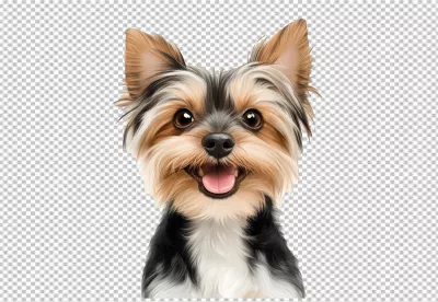 Adorable Yorkshire Terrier Dog Smiling Happily PNG Cutout for Digital Art image