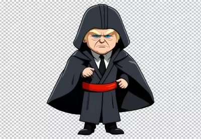 Whimsical Caricature of Donald Trump as Darth Vader in Chibi Style image