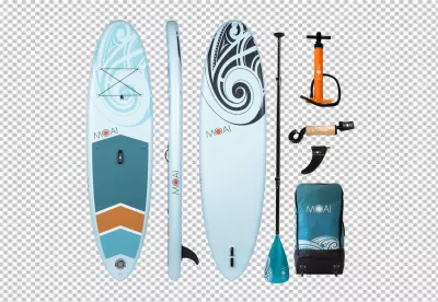 MOAI Inflatable Paddleboard Kit: SUP Board, Paddle, Pump, Bag & Fin image