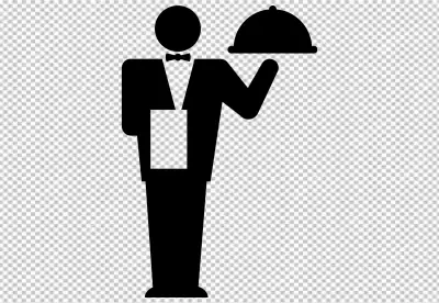 Luxury waiter holding something PNG