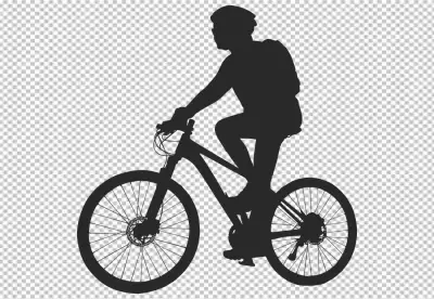 Man cycling transparent with his bike and helmet
