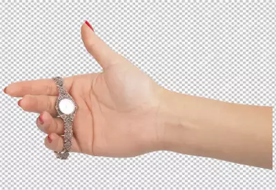Girl hand watch transparent background 