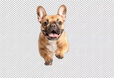 Joyful French Bulldog Puppy Leaping Forward High-Quality PNG Cutout Image image