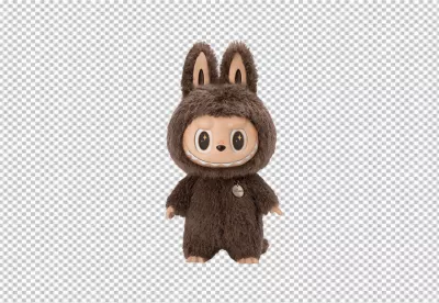 Cute Fluffy Brown Bunny Monster Collectible Figure with Sparkly Eyes image