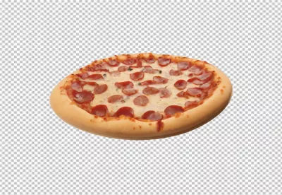 Delicious Whole Round Pepperoni Pizza with Melted Cheese on a White Background image