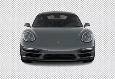 Front View of a Sleek Grey Porsche Sports Car Isolated on White Background 7568 image