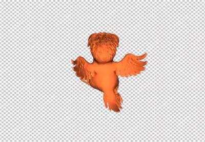 Whimsical Orange Fluffy Flying Creature with Textured Wings on Black Background image