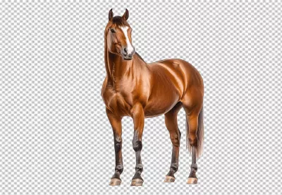 Elegant Brown Horse Standing Gracefully PNG Cutout for Digital Design image
