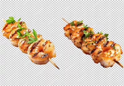 Delicious Grilled Shrimp Skewers with Fresh Herbs Appetizing Seafood Meal Photography image