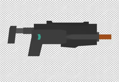 Minimalist Stylized Dark Gray Submachine Gun Graphic on Black Background image