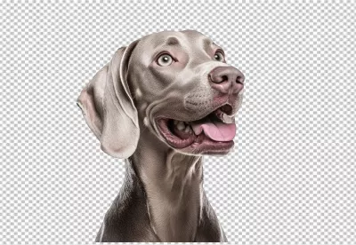 Weimaraner Dog Looking Up with Alert Expression - High Quality PNG Cutout image