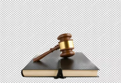 Wooden Gavel Resting on Law Book, Symbolizing Justice and Authority image