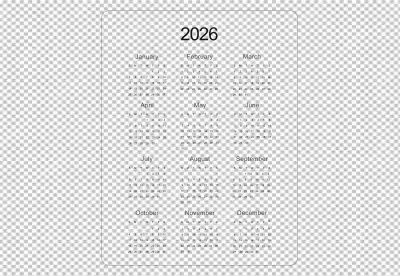 Sleek Minimalist Calendar Design Displaying All Twelve Months on a Dark Background image