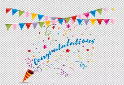 Colorful confetti celebratory design transparent background 