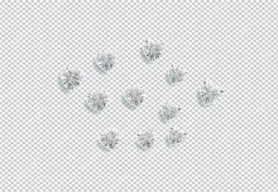 Scattered Sparkling Heart-Shaped Diamonds on White Background for Luxury Jewelry image