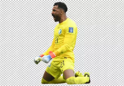 Excited Soccer Goalkeeper Celebrates Victory on Field After Making Incredible Save image