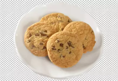Stack of cholates chip cookies falling on background PNG
