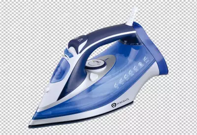 Iron ironing realistic icon set two irons are in different positions PNG BG