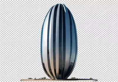 Futuristic Oval Skyscraper with Reflective Glass Facade and Modern Architecture Design image