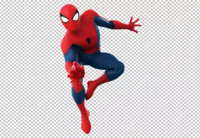 Classic Spider-Man Superhero Leaping Forward with Dynamic Web-Slinging Pose image