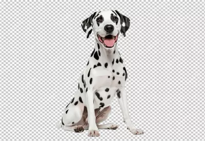 Cute Dalmatian Dog Sitting and Panting, Friendly Pet PNG Cutout for Design image