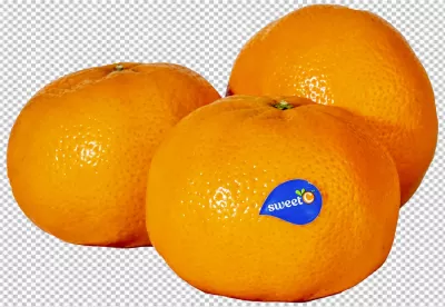 Three Fresh Ripe Oranges with Sweet C Sticker on Transparent Background image