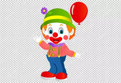 Colorful Clown Cartoon Character transparent BG