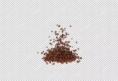 PNG A bunch of coffee beans are floating in air on a transparent background