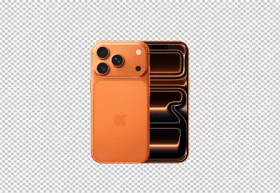 Luxury Orange iPhone Pro with Advanced Triple Camera System and Glowing Screen image