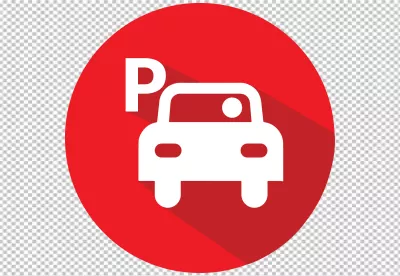 Parking Sign Icon with Car and Letter P on Red Circle