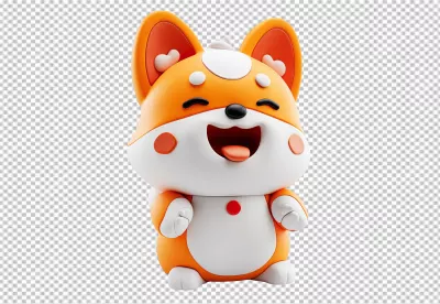Happy 3D Cartoon Fox Character Laughing with Tongue Out image