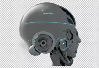 Futuristic AI Robot Head Profile with Glowing Cybernetic Details image