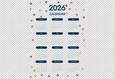 Modern 2026 Calendar with Blue Accents and Earthy Circles on Black Background image