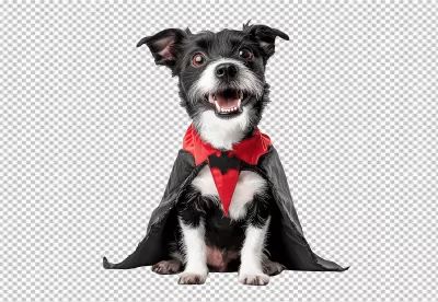 Adorable Dog Dressed as Vampire for Halloween Celebration Design image