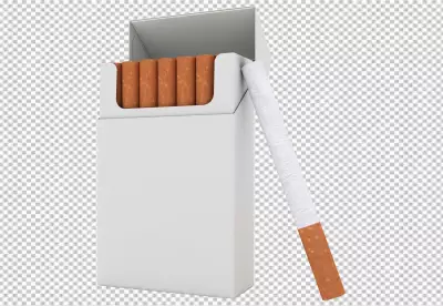 A cigarette with smoke coming on transparent