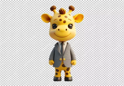 Cute 3D Giraffe Character in Business Suit Smiling image