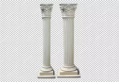 Antique marble pillars set isolated on transparent background 