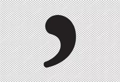 Simple Black Comma Symbol on Isolated Black Background