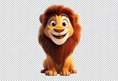 Cute Cartoon Lion Character Smiling Happily for Kids Designs image