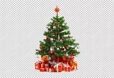 A christmas tree with red balls on it