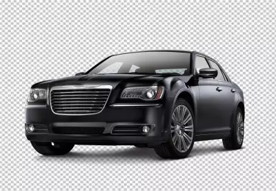 Modern Chrysler car black color transparent background 