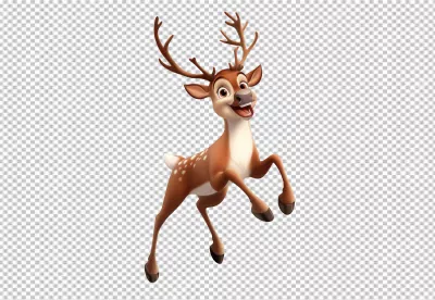 Cute Cartoon Deer Jumping Playfully for Children's Designs and Festive Projects image