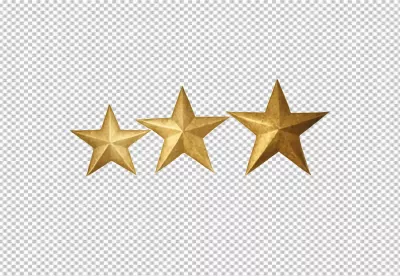 Three Shining Golden Stars on White Background for Premium Rating and Quality image
