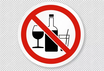 No Alcohol Sign with Bottle and Glass Illustration