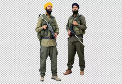 Sikh Security Personnel in Tactical Military Uniforms with Rifles image